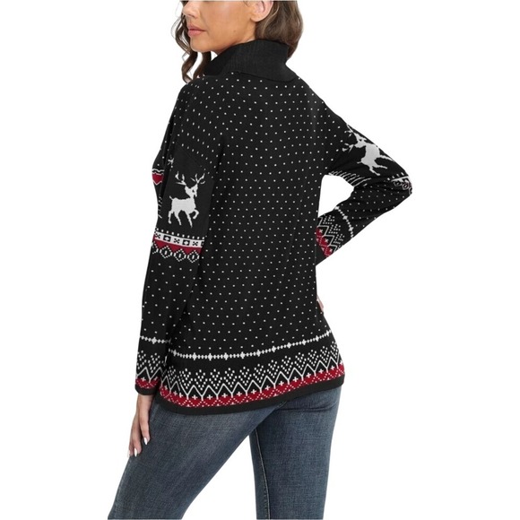 Christmas Sweater Womens Holiday Reindeer Fair Isle Cowl Neck Pullover Small NWT - Picture 1 of 5
